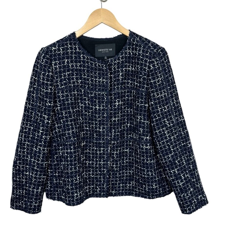 Lafayette 148 New York Navy Tweed Blazer
